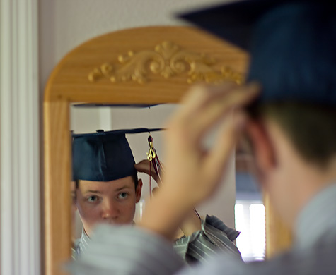 adjusting graduation cap