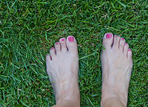 barefoot in the grass