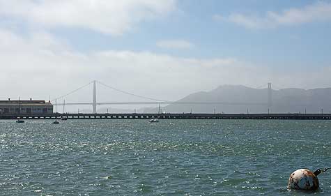 Golden Gate Bridge with sun