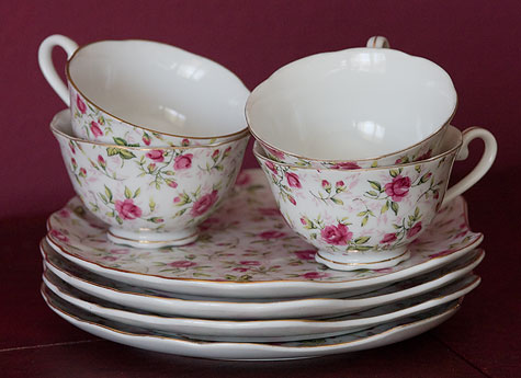 set of 4 antique teacups and saucers