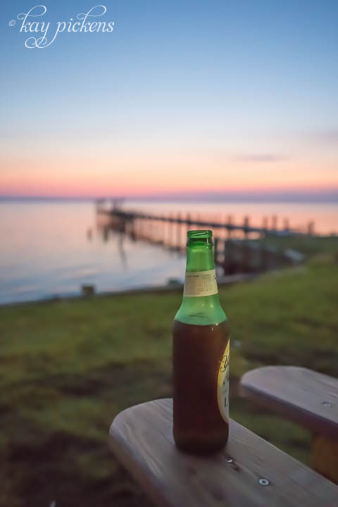 Beer at dusk at Duck North Carolina in the Outer Banks