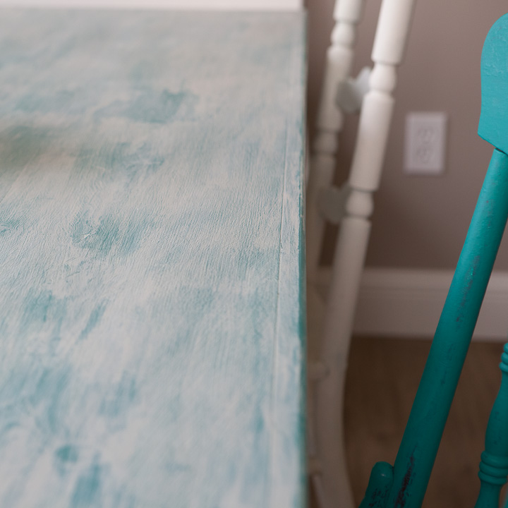 close up chalk paint table and chairs