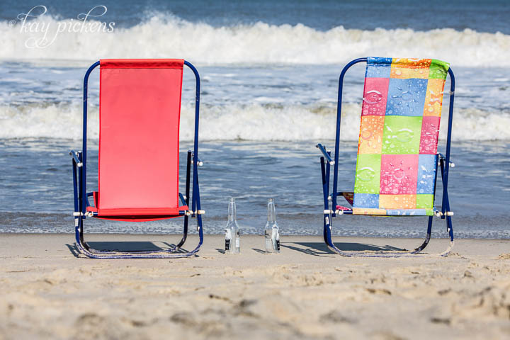 beach chairs on beach in outer banks north carolina