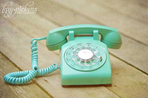 old mint green rotary phone